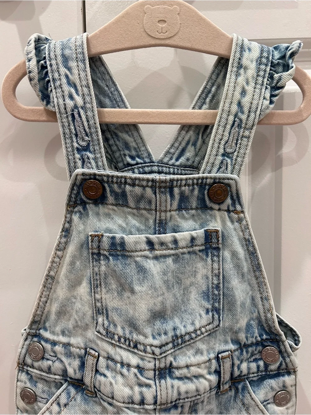 GAP Light Wash Denim Shortall Romper